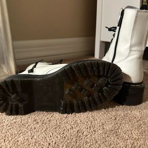 Dr Marten white leather platform boots